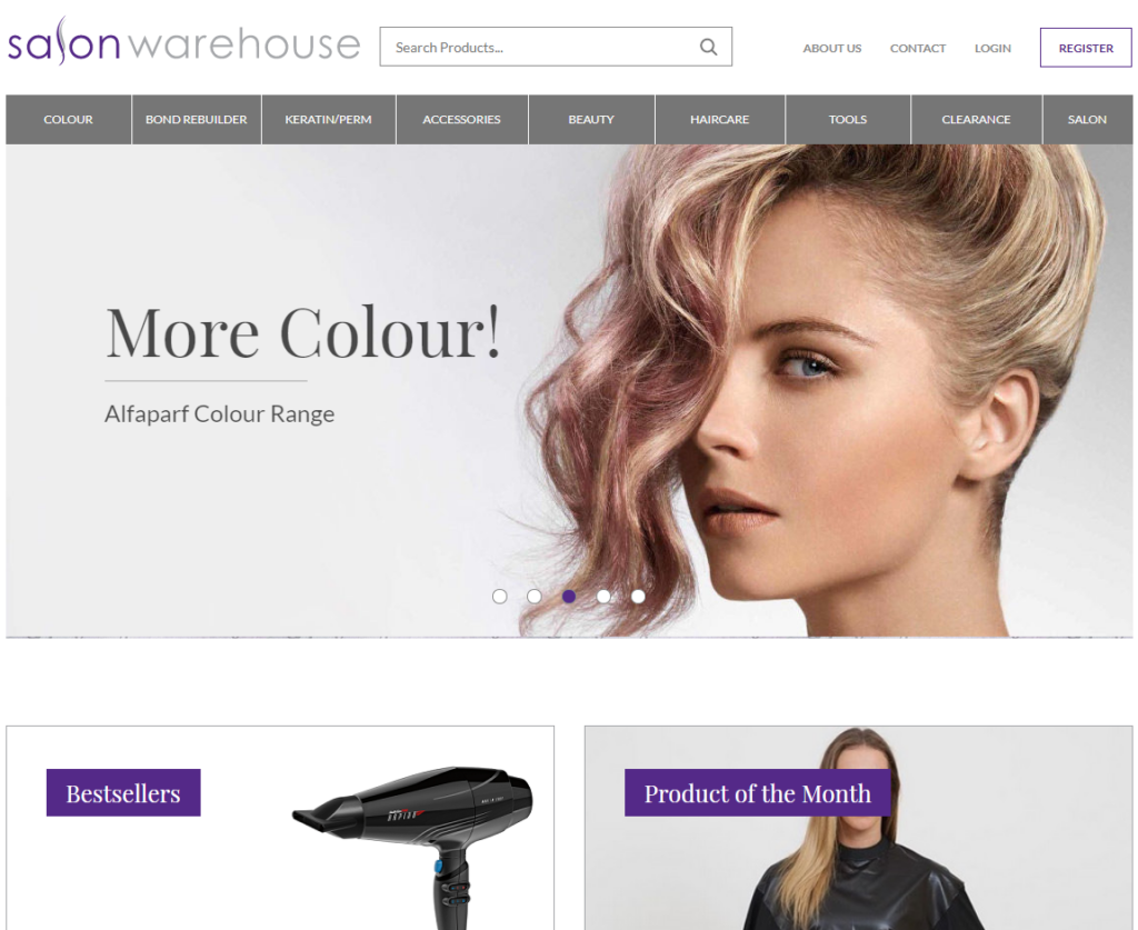 Custom Website Design for Salon Warehouse