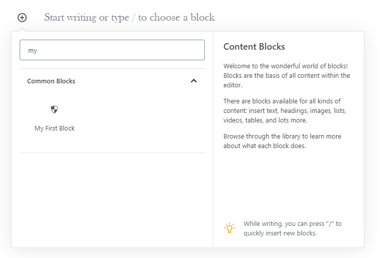 Adding Gutenberg Block to the content