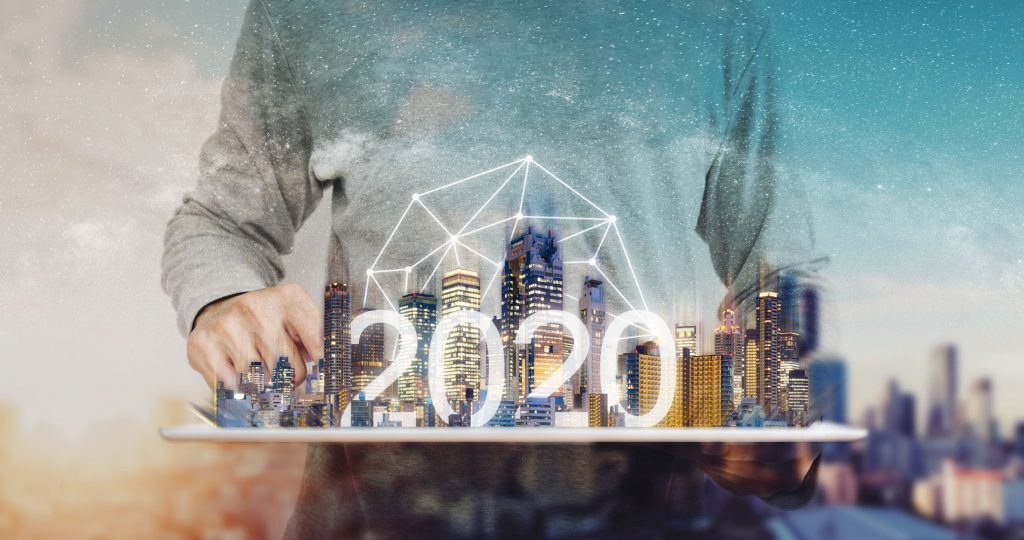 2020 year of technology for businesses shown on an image