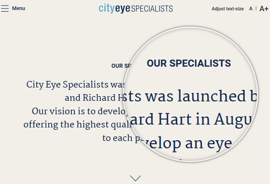City Eye Medical Specialists custom website designed by FutureLab