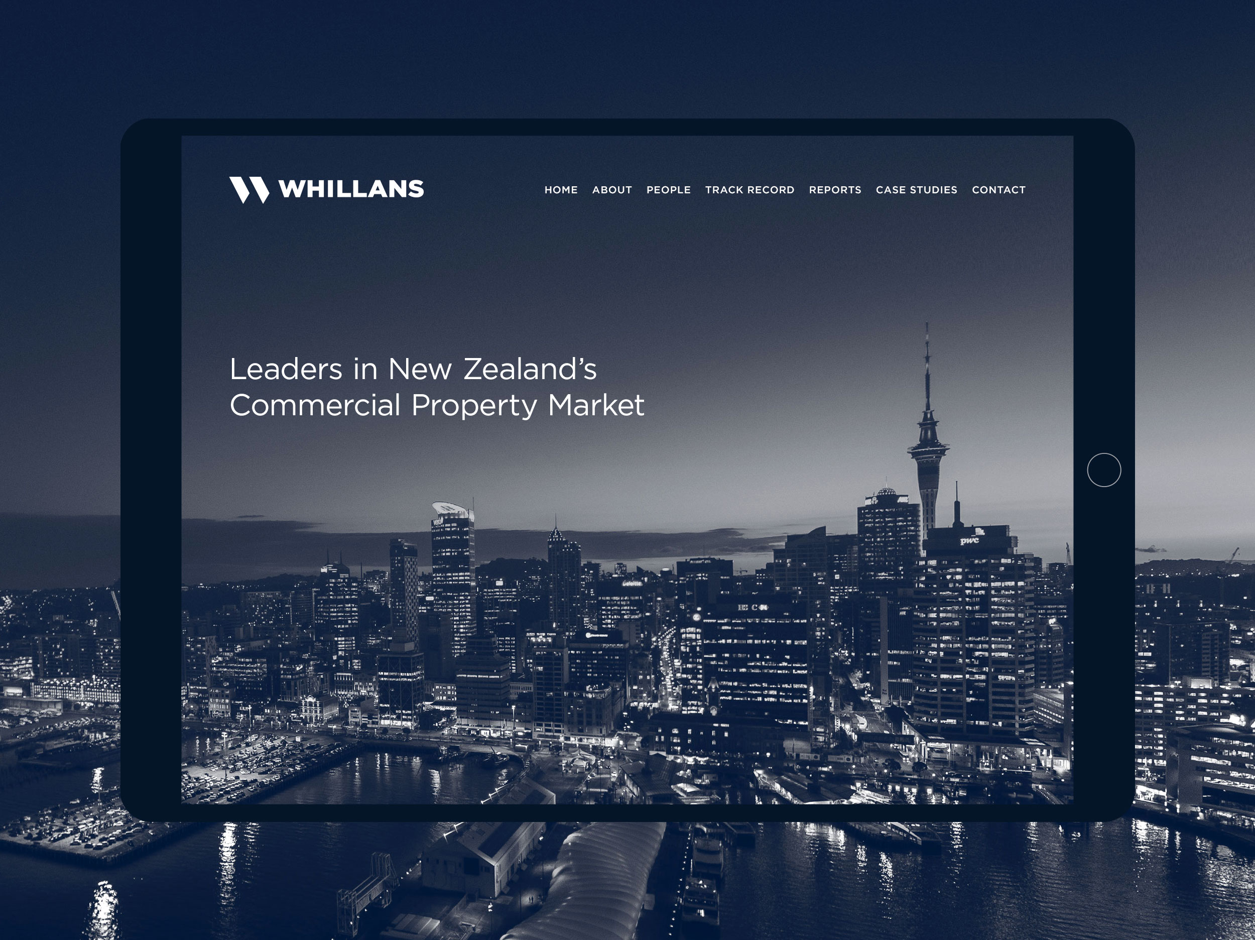 Mobile friendly website for Whillans displayed on a tablet