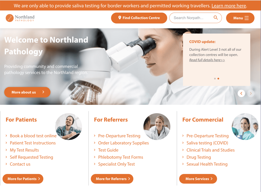 northland pathology website design